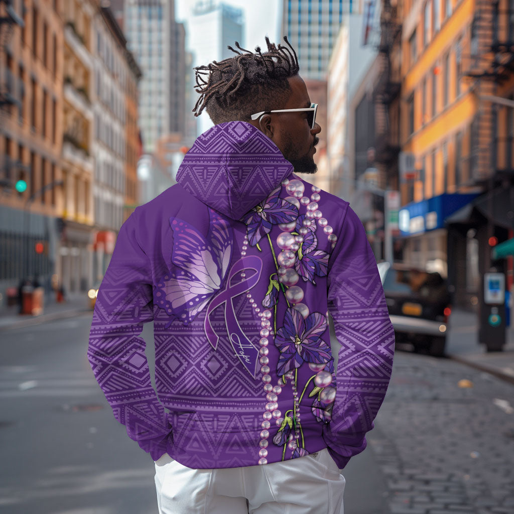 Lupus Awareness Purple Ribbon Butterfly Zip Hoodie Hope