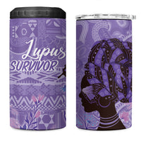 Lupus Awareness Afro Girl - Proud Survivor 4 in 1 Can Cooler Tumbler Ankara Pattern