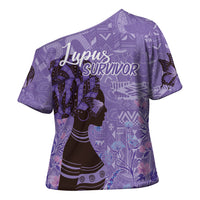 Lupus Awareness Afro Girl - Proud Survivor Cross Shoulder Shirt Ankara Pattern