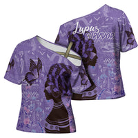 Lupus Awareness Afro Girl - Proud Survivor Cross Shoulder Shirt Ankara Pattern