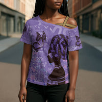 Lupus Awareness Afro Girl - Proud Survivor Cross Shoulder Shirt Ankara Pattern