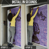 Lupus Awareness Afro Girl - Proud Survivor Door Cover Ankara Pattern