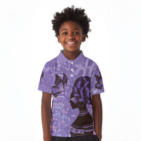 Lupus Awareness Afro Girl - Proud Survivor Kid Polo Shirt Ankara Pattern