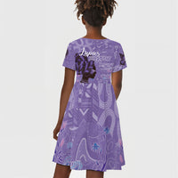Lupus Awareness Afro Girl - Proud Survivor Kid Short Sleeve Dress Ankara Pattern