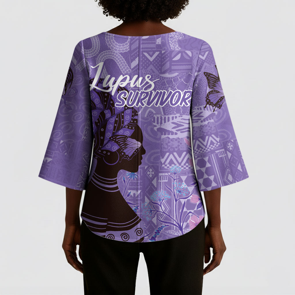 Lupus Awareness Afro Girl - Proud Survivor Kimono Sleeve Blouse Ankara Pattern