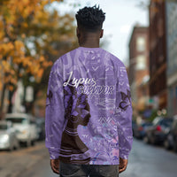 Lupus Awareness Afro Girl - Proud Survivor Long Sleeve Shirt Ankara Pattern