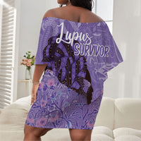Lupus Awareness Afro Girl - Proud Survivor Off Shoulder Short Dress Ankara Pattern