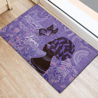 Lupus Awareness Afro Girl - Proud Survivor Rubber Doormat Ankara Pattern