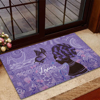 Lupus Awareness Afro Girl - Proud Survivor Rubber Doormat Ankara Pattern