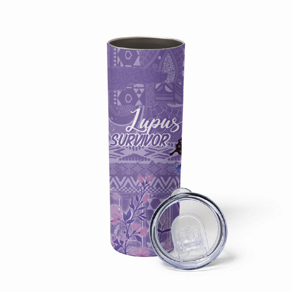 Lupus Awareness Afro Girl - Proud Survivor Skinny Tumbler Ankara Pattern
