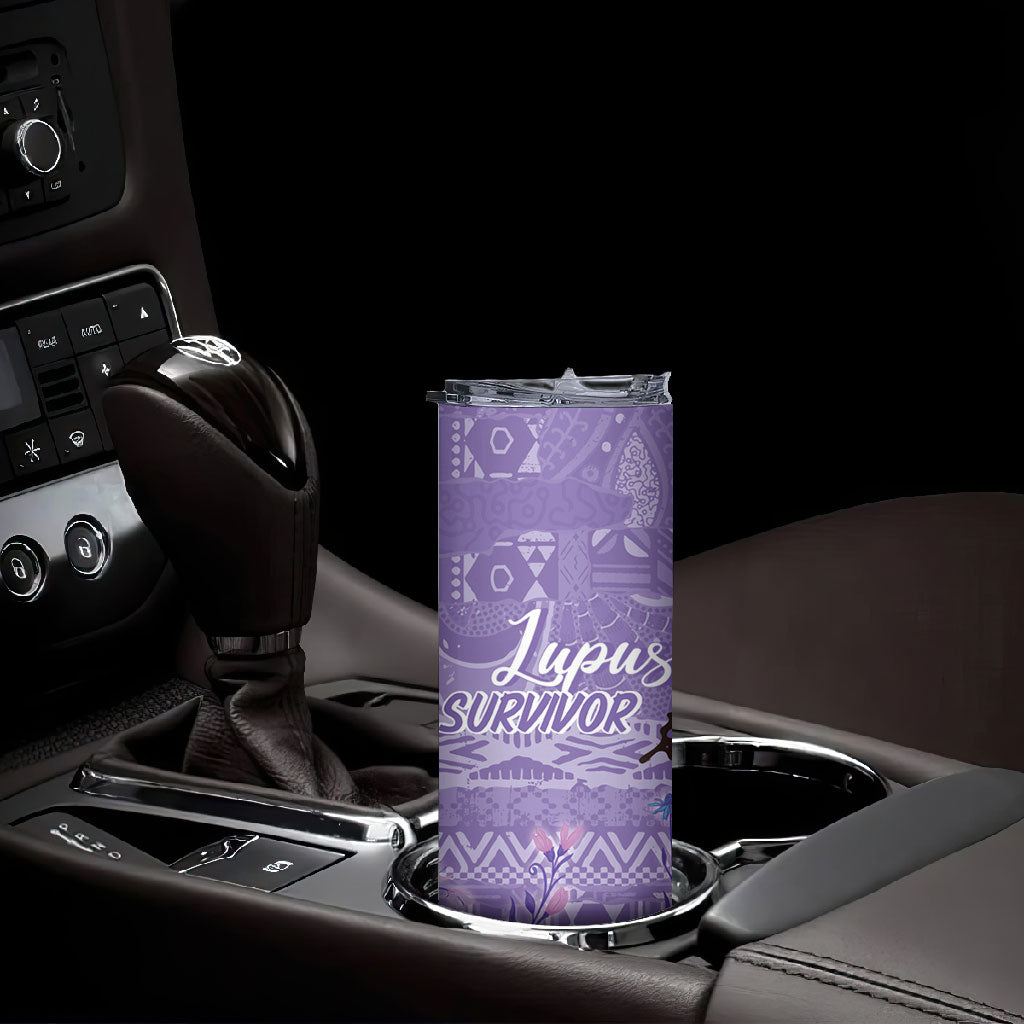 Lupus Awareness Afro Girl - Proud Survivor Skinny Tumbler Ankara Pattern