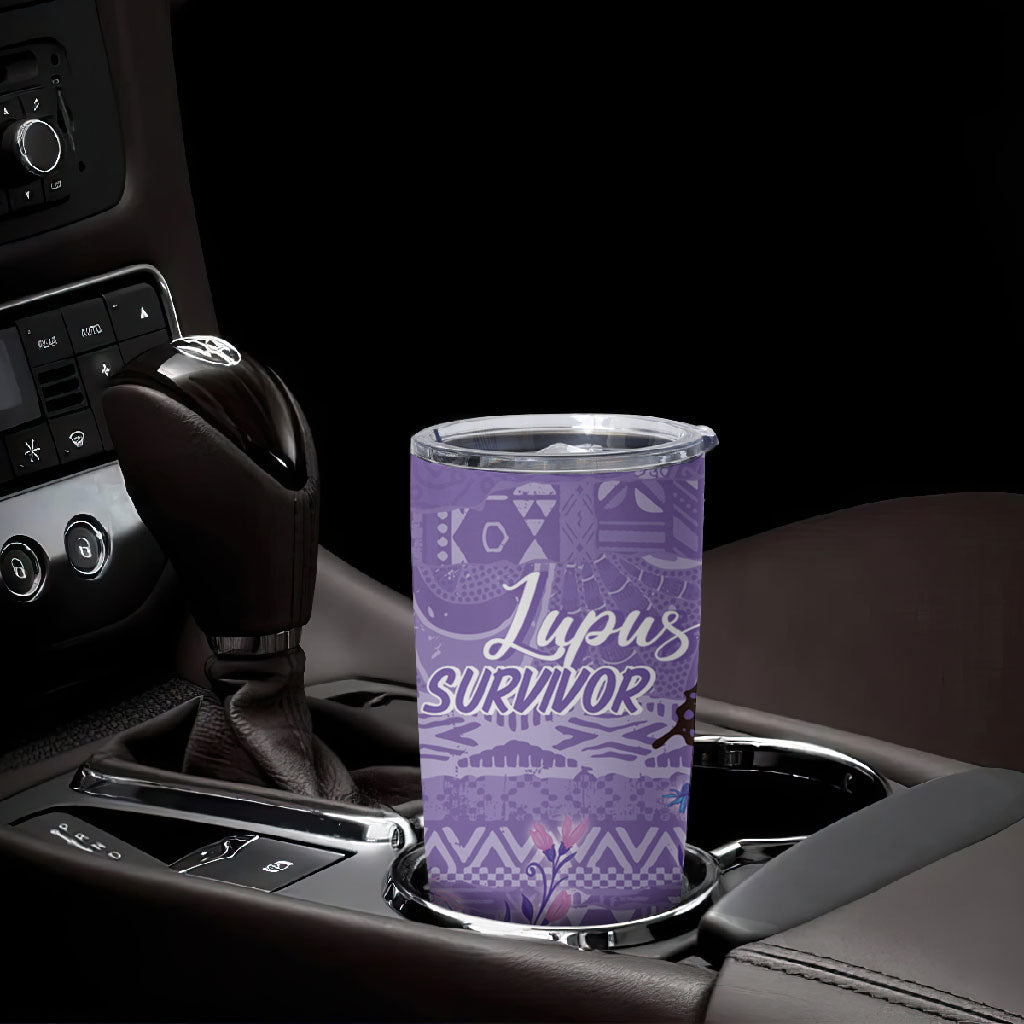 Lupus Awareness Afro Girl - Proud Survivor Tumbler Cup Ankara Pattern
