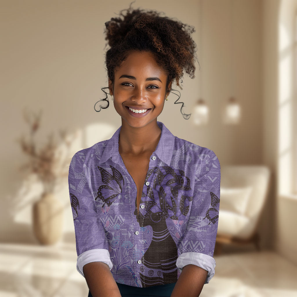 Lupus Awareness Afro Girl - Proud Survivor Women Casual Shirt Ankara Pattern