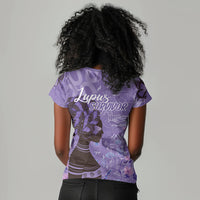 Lupus Awareness Afro Girl - Proud Survivor Women V-Neck T-Shirt Ankara Pattern