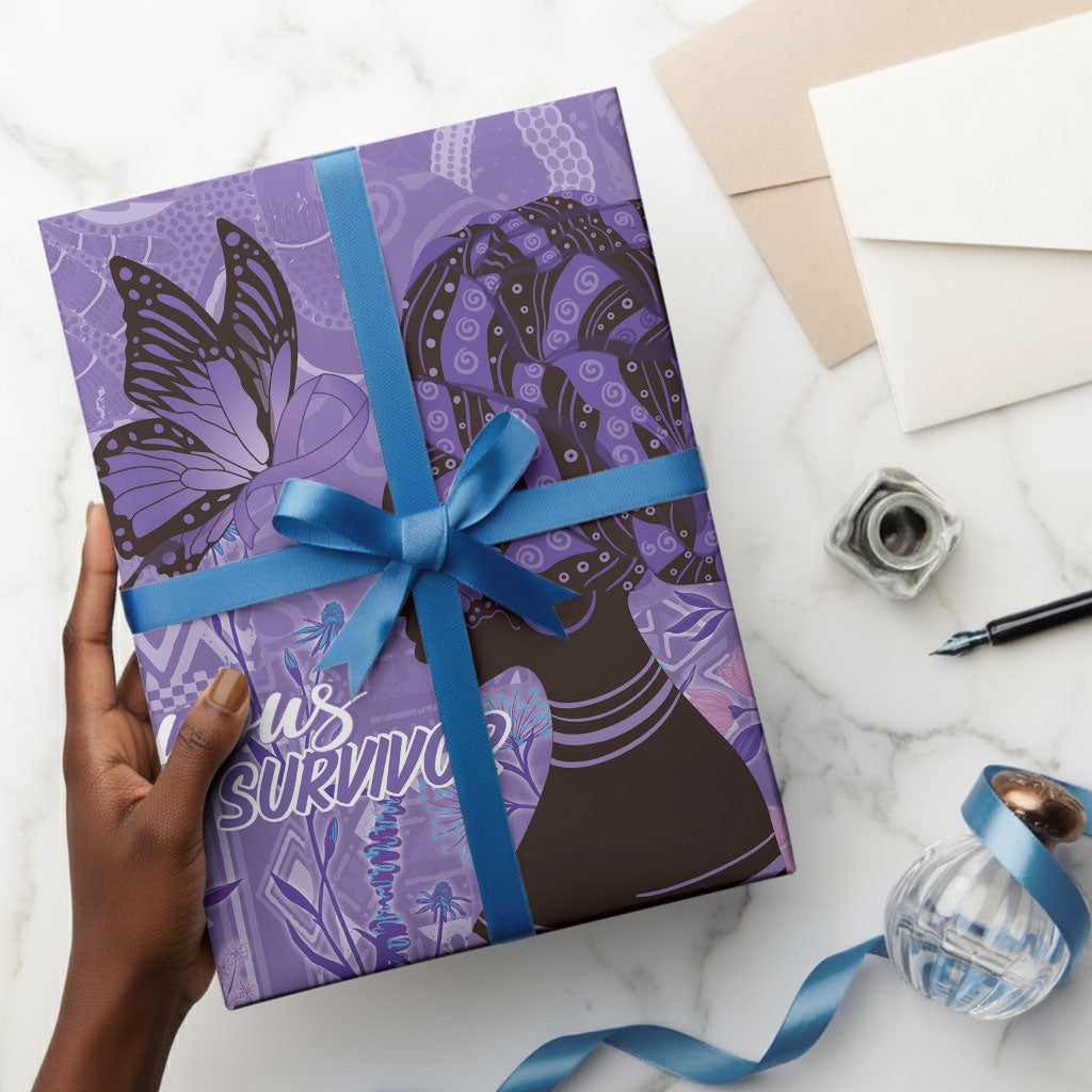 Lupus Awareness Afro Girl - Proud Survivor Wrapping Paper Ankara Pattern