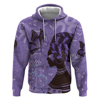 Lupus Awareness Afro Girl - Proud Survivor Zip Hoodie Ankara Pattern