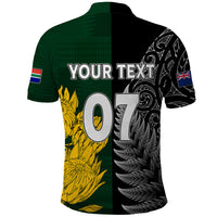 Personalised New Zealand Mix South Africa Rugby Polo Shirt Protea Vs. Silver Ferns - Wonder Print Shop