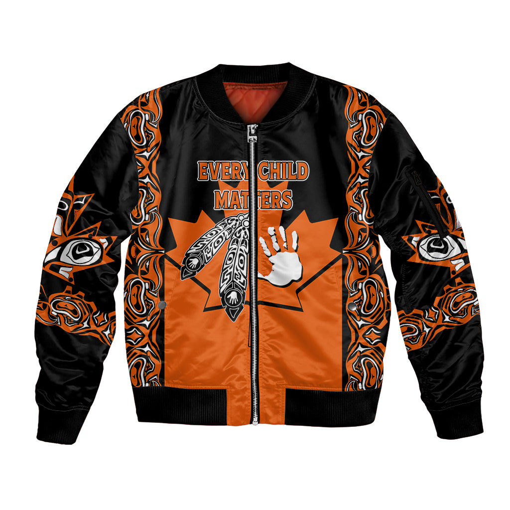 Personalised Canada Indigenous Sleeve Zip Bomber Jacket Every Child Matters - Wonder Print Shop