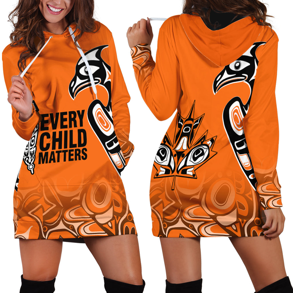 Canada Indigenous Hoodie Dress Aboriginal Bird Art - Every Child Matters - Wonder Print Shop