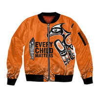 Canada Indigenous Sleeve Zip Bomber Jacket Aboriginal Bird Art - Every Child Matters - Wonder Print Shop