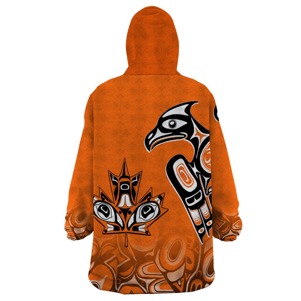 Canada Indigenous Wearable Blanket Hoodie Aboriginal Bird Art - Every Child Matters - Wonder Print Shop