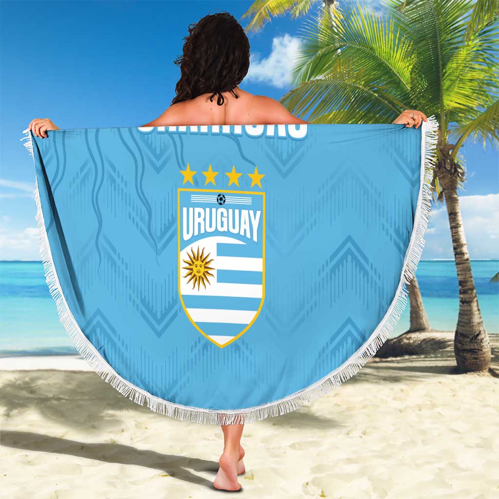 Uruguay Football 2024 Custom Beach Blanket Los Charruas Sol de Mayo Ornamental Style LT7 - Wonder Print Shop