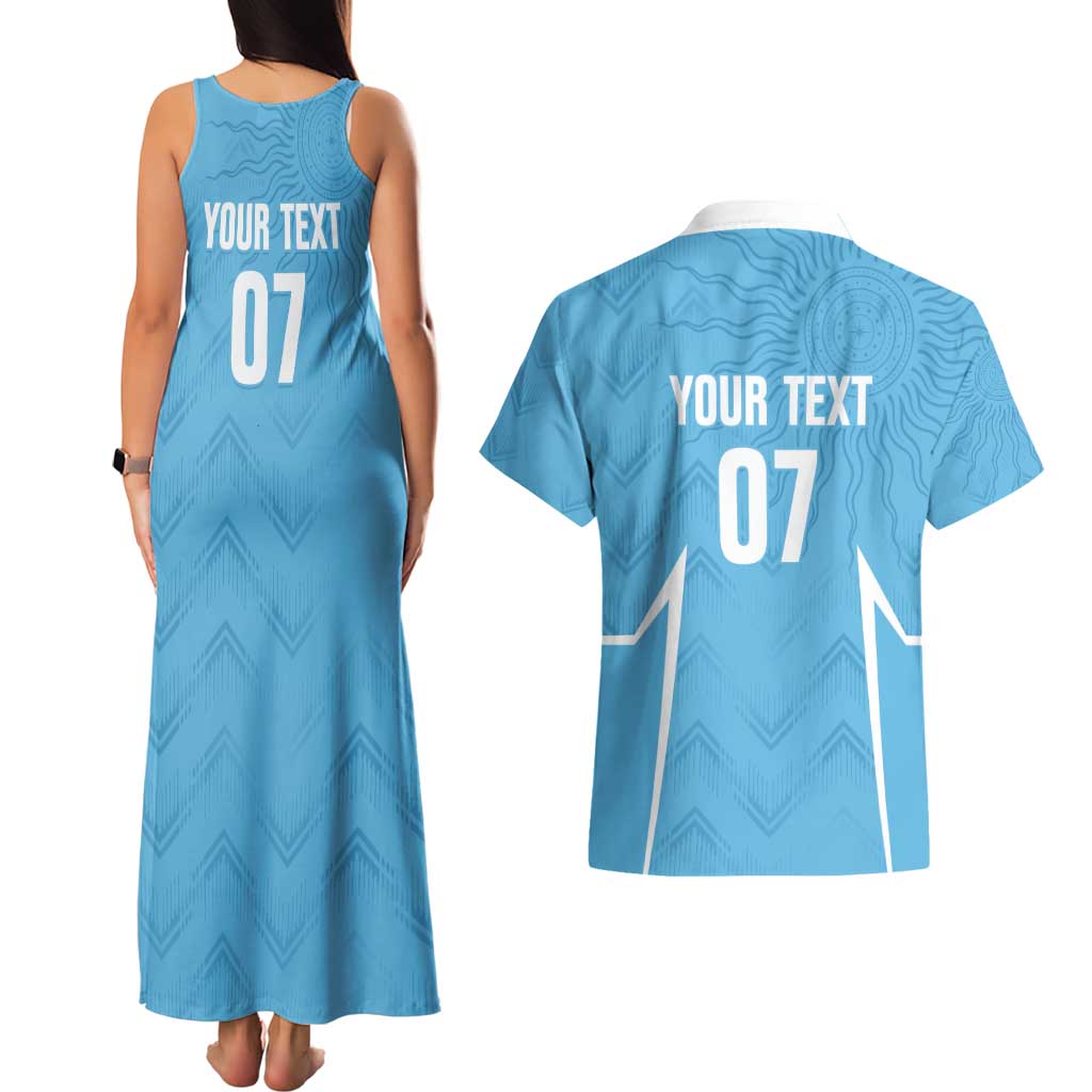 Uruguay Football 2024 Custom Couples Matching Tank Maxi Dress and Hawaiian Shirt Los Charruas Sol de Mayo Ornamental Style LT7 - Wonder Print Shop