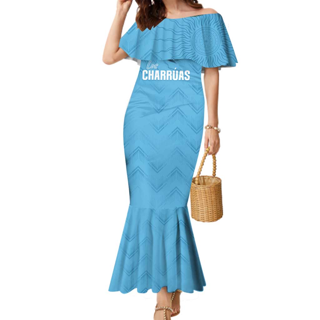 Uruguay Football 2024 Custom Family Matching Mermaid Dress and Hawaiian Shirt Los Charruas Sol de Mayo Ornamental Style LT7 - Wonder Print Shop