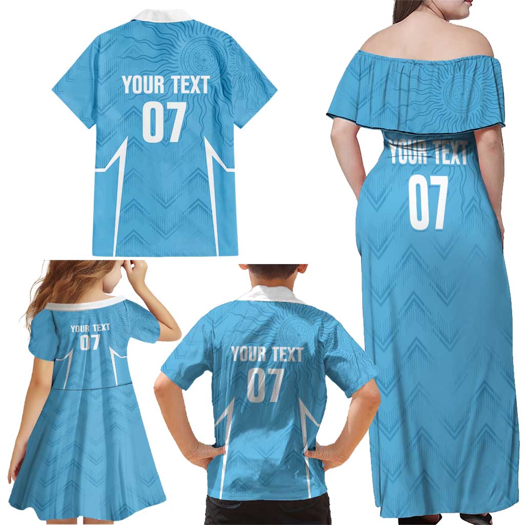 Uruguay Football 2024 Custom Family Matching Off Shoulder Maxi Dress and Hawaiian Shirt Los Charruas Sol de Mayo Ornamental Style LT7 - Wonder Print Shop