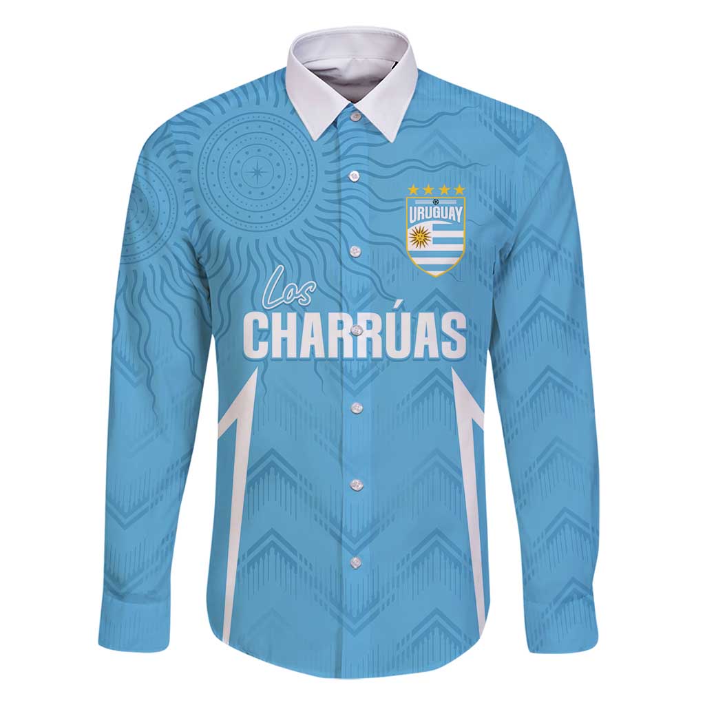 Uruguay Football 2024 Custom Family Matching Off Shoulder Maxi Dress and Hawaiian Shirt Los Charruas Sol de Mayo Ornamental Style LT7 - Wonder Print Shop