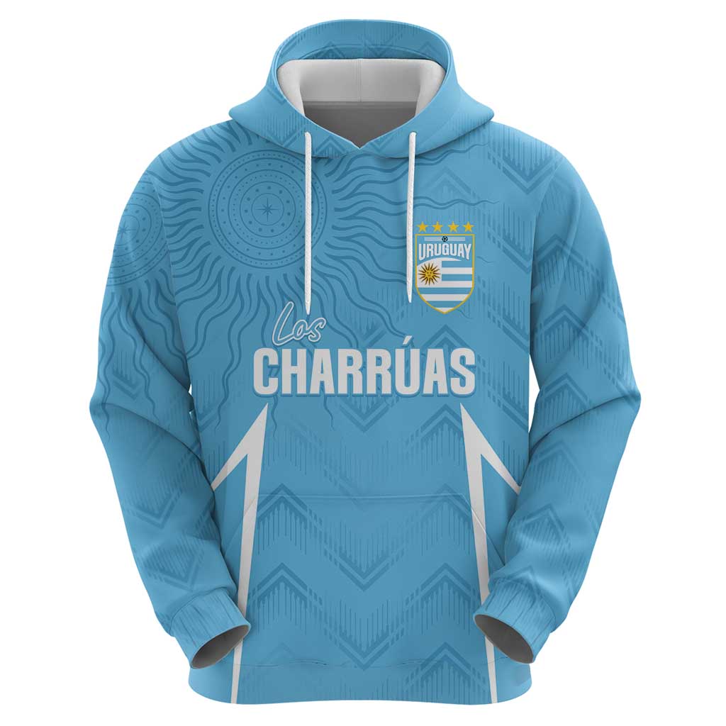 Uruguay Football 2024 Custom Hoodie Los Charruas Sol de Mayo Ornamental Style - Wonder Print Shop