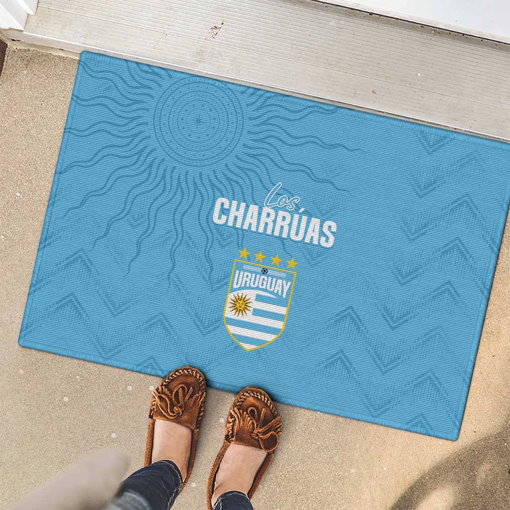 Uruguay Football 2024 Custom Rubber Doormat Los Charruas Sol de Mayo Ornamental Style - Wonder Print Shop
