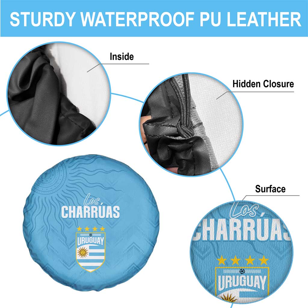 Uruguay Football 2024 Custom Spare Tire Cover Los Charruas Sol de Mayo Ornamental Style - Wonder Print Shop