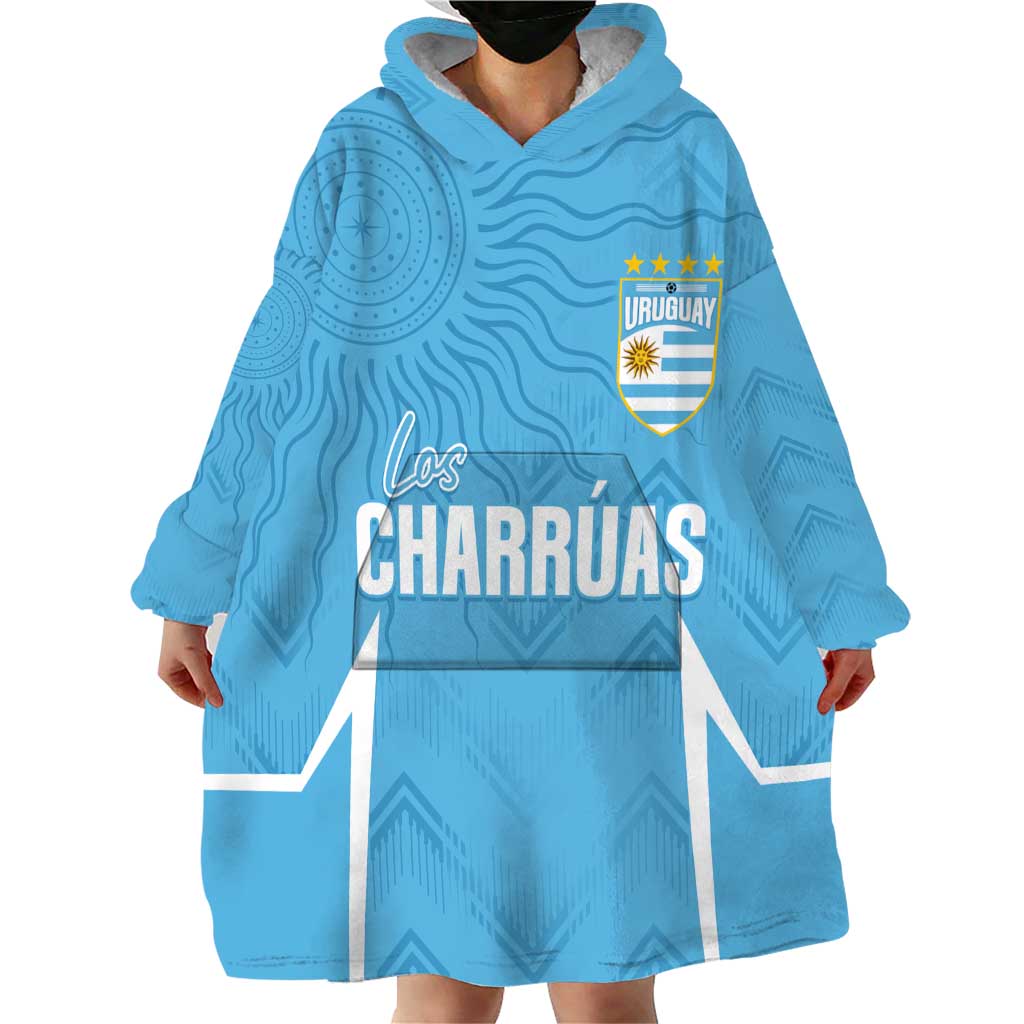 Uruguay Football 2024 Custom Wearable Blanket Hoodie Los Charruas Sol de Mayo Ornamental Style - Wonder Print Shop