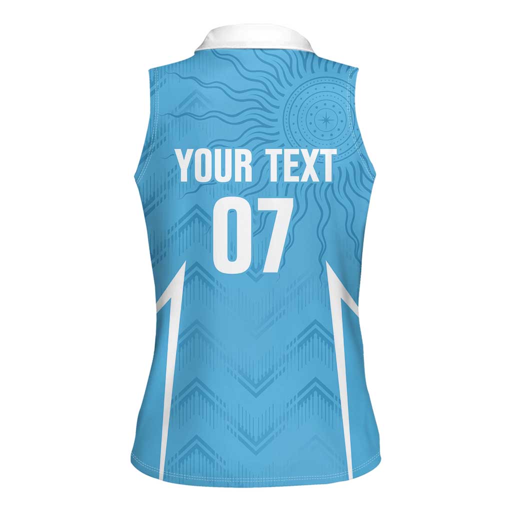 Uruguay Football 2024 Custom Women Sleeveless Polo Shirt Los Charruas Sol de Mayo Ornamental Style - Wonder Print Shop