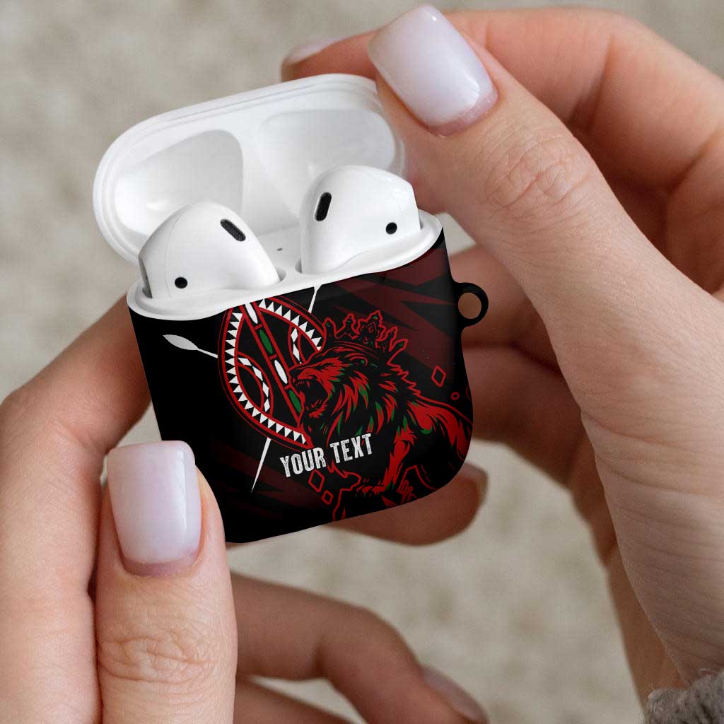 Kenya King Lion Personalized AirPods Case Stylized Maasai Shield - Wonder Print Shop