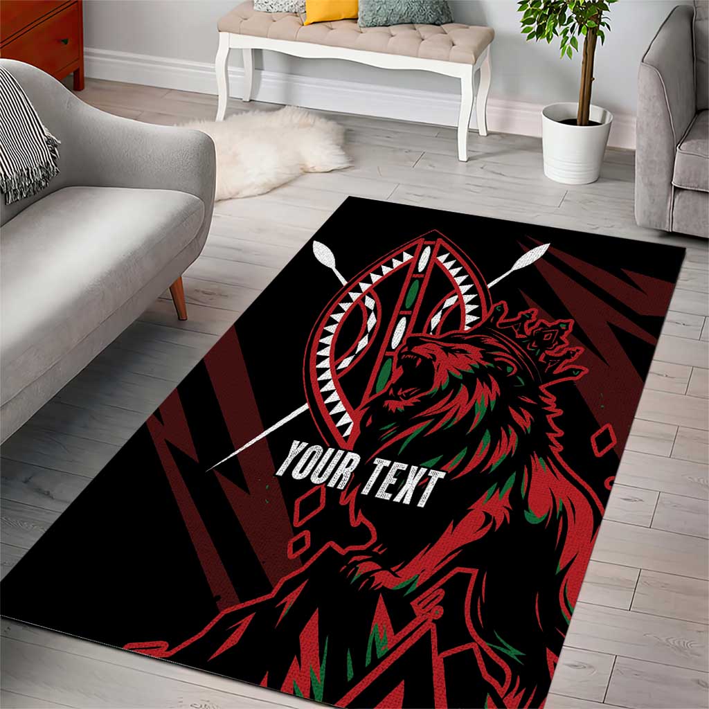 Kenya King Lion Personalized Area Rug Stylized Maasai Shield - Wonder Print Shop
