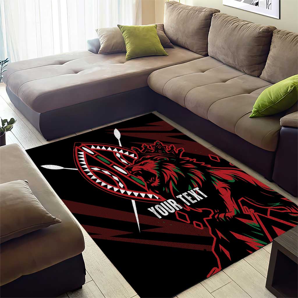 Kenya King Lion Personalized Area Rug Stylized Maasai Shield - Wonder Print Shop