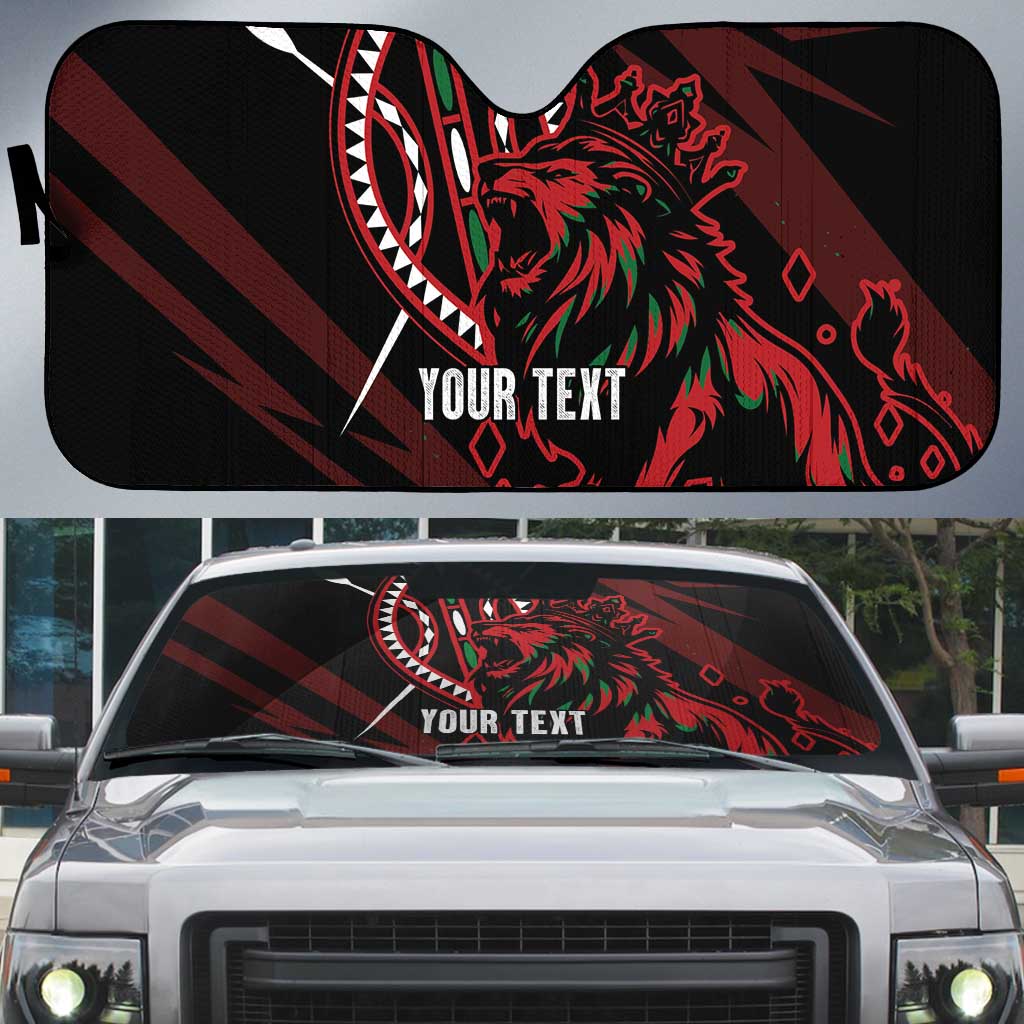 Kenya King Lion Personalized Auto Sun Shade Stylized Maasai Shield - Wonder Print Shop