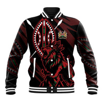 Kenya King Lion Personalized Baseball Jacket Stylized Maasai Shield - Wonder Print Shop