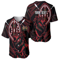 Kenya King Lion Personalized Baseball Jersey Stylized Maasai Shield - Wonder Print Shop