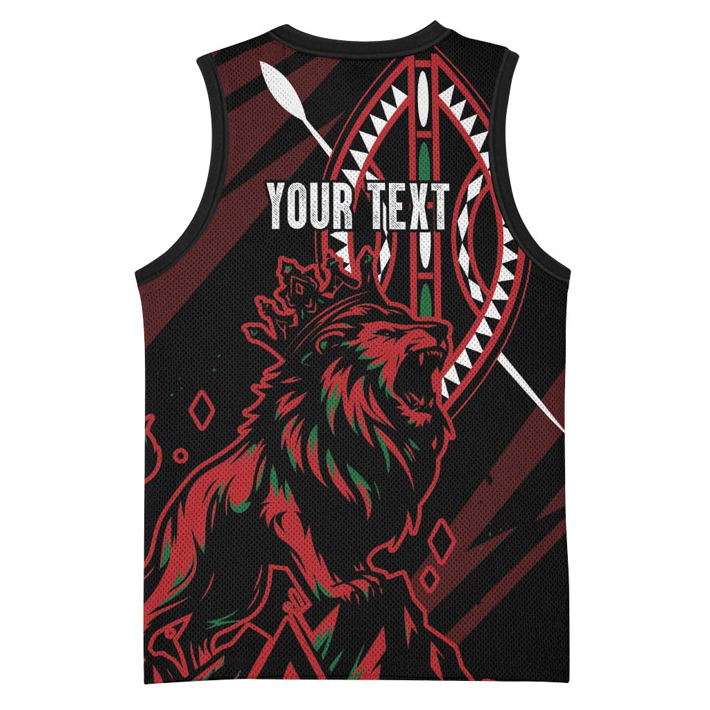 Kenya King Lion Personalized Basketball Jersey Stylized Maasai Shield - Wonder Print Shop