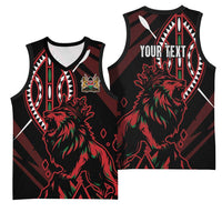Kenya King Lion Personalized Basketball Jersey Stylized Maasai Shield - Wonder Print Shop