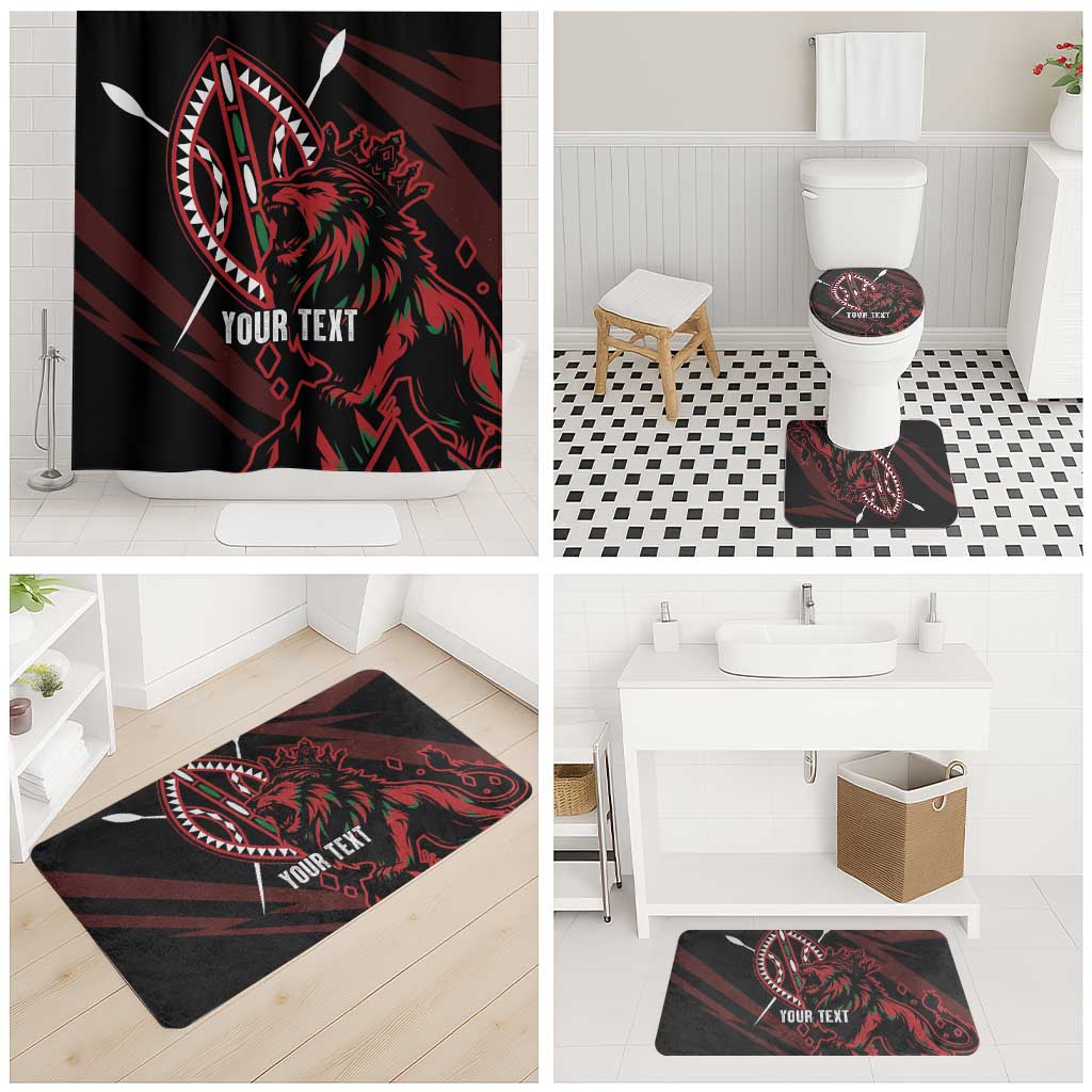 Kenya King Lion Personalized Bathroom Set Stylized Maasai Shield - Wonder Print Shop