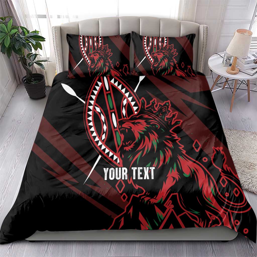 Kenya King Lion Personalized Bedding Set Stylized Maasai Shield - Wonder Print Shop