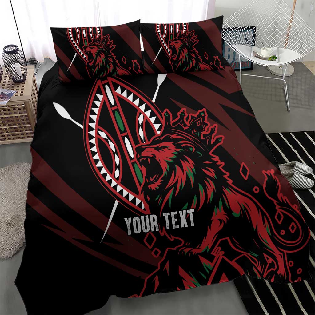 Kenya King Lion Personalized Bedding Set Stylized Maasai Shield - Wonder Print Shop