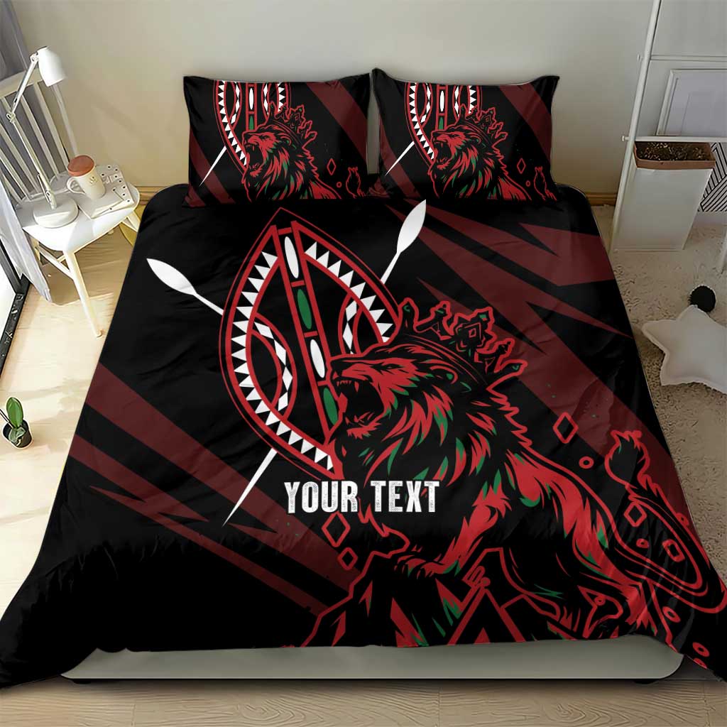 Kenya King Lion Personalized Bedding Set Stylized Maasai Shield - Wonder Print Shop