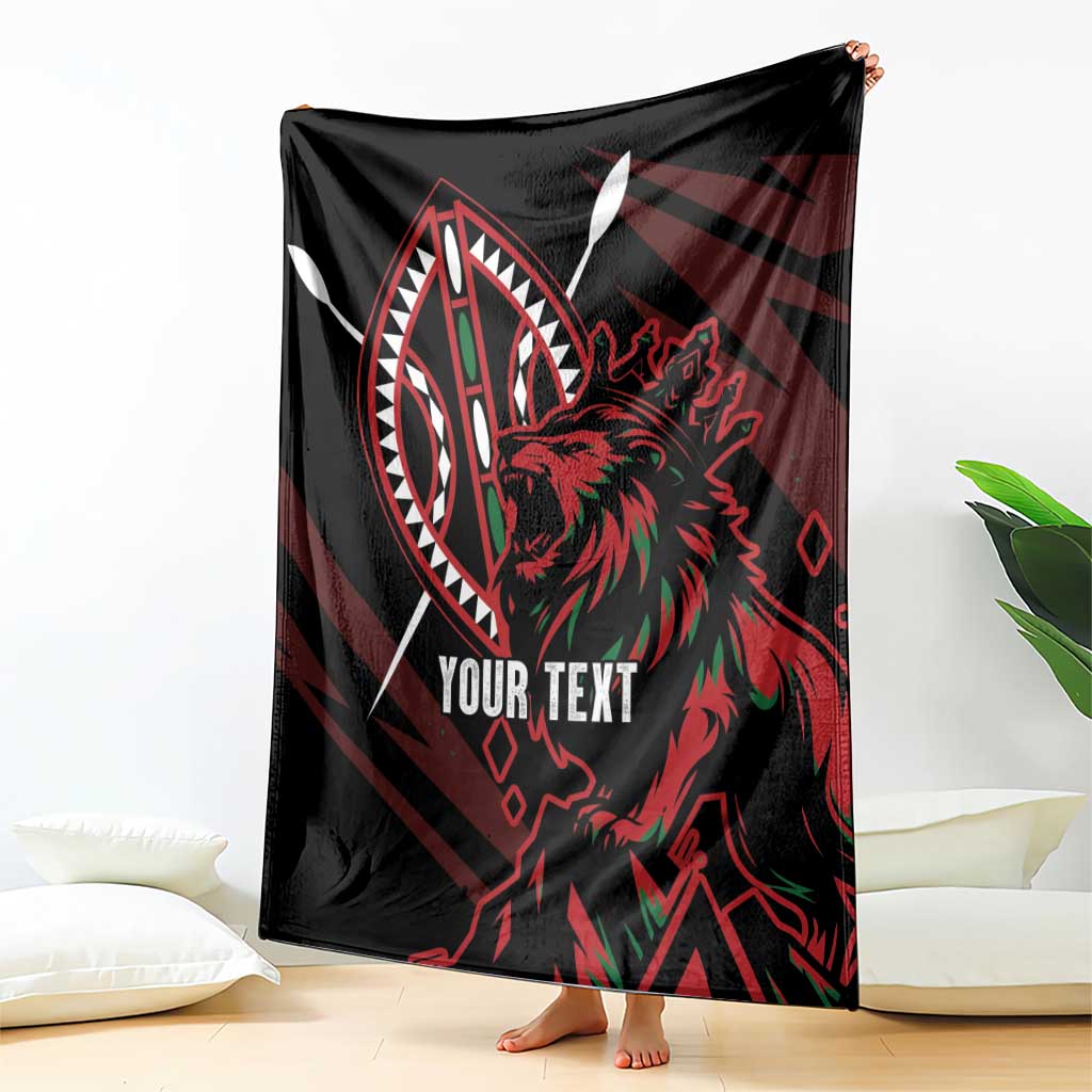 Kenya King Lion Personalized Blanket Stylized Maasai Shield - Wonder Print Shop