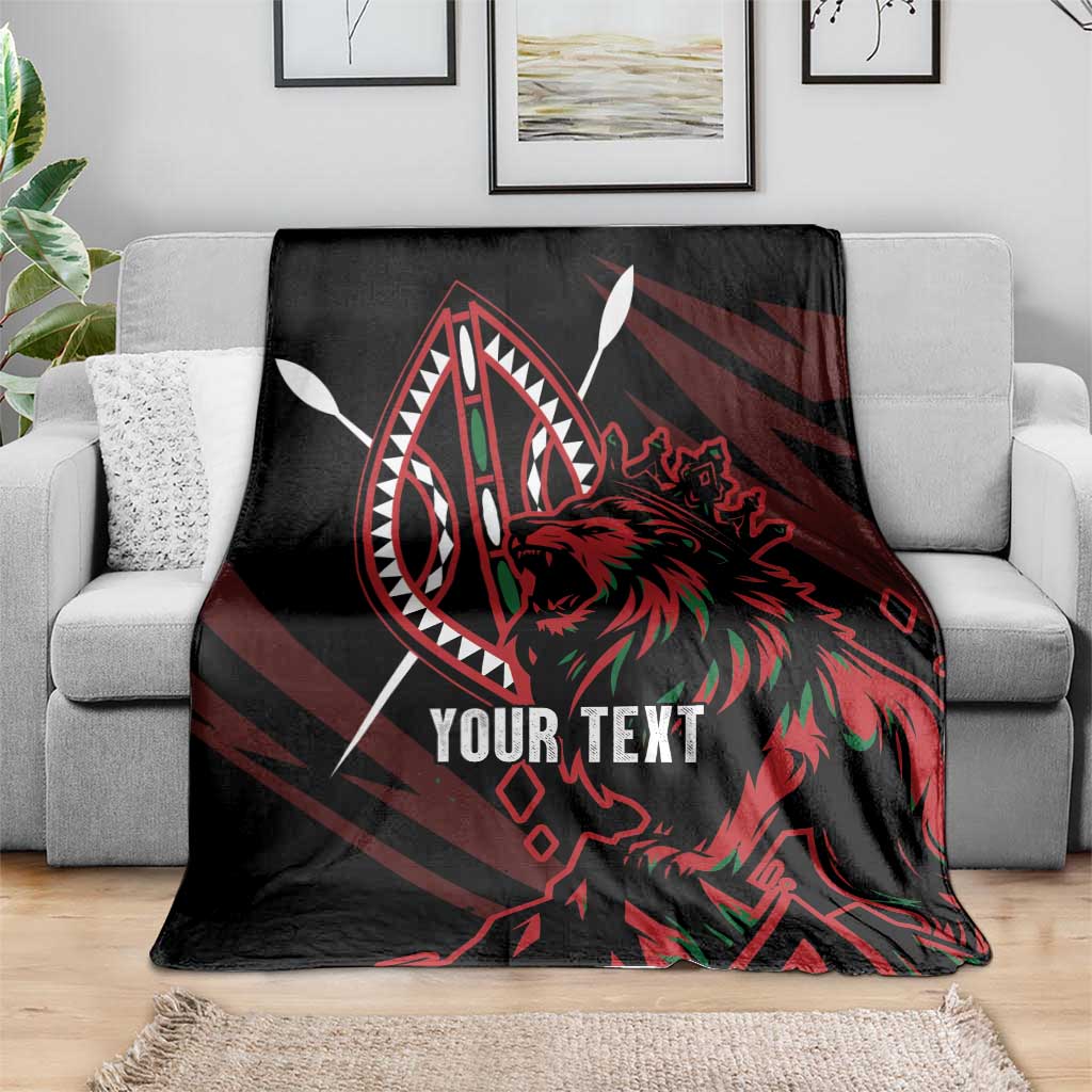 Kenya King Lion Personalized Blanket Stylized Maasai Shield - Wonder Print Shop