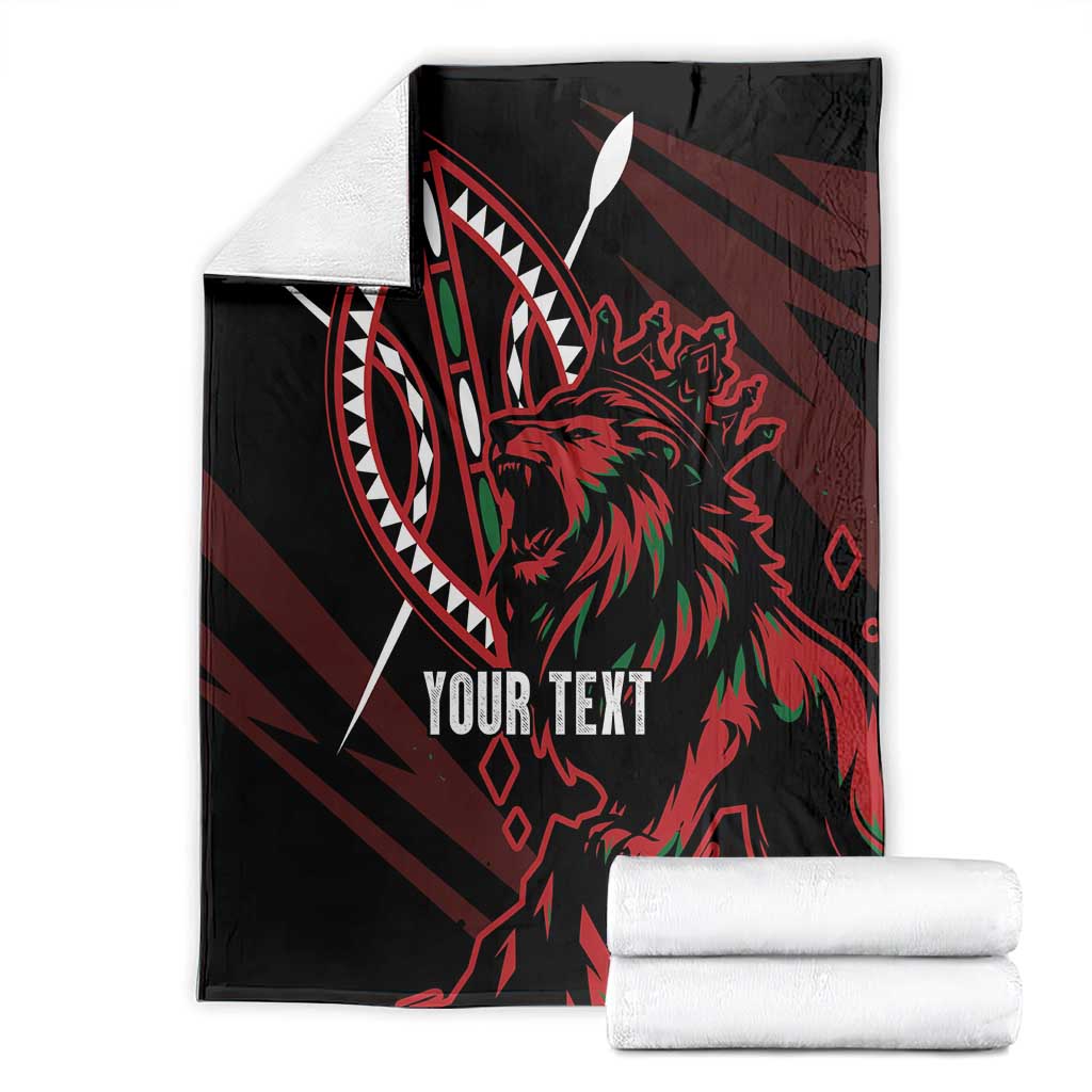 Kenya King Lion Personalized Blanket Stylized Maasai Shield - Wonder Print Shop